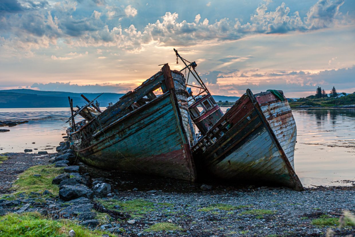 Shipwrecks in the Morning Sun on the Isle of Mull, Scotland