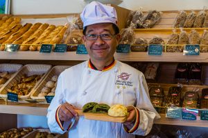 Japanese baker presents German pastries in Izunokuni, Japan