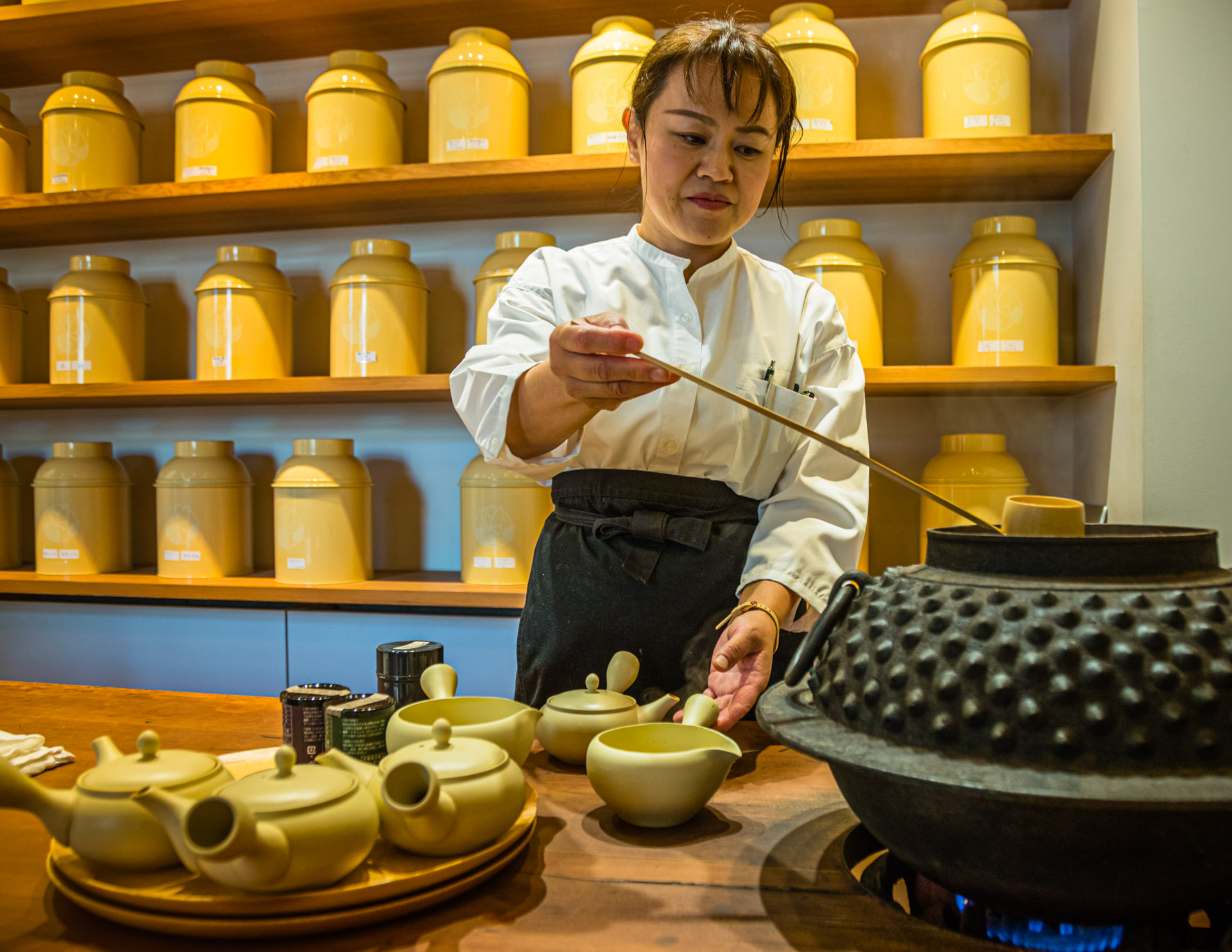Tasting in Green Tea Shop in Shizuoka, Japan