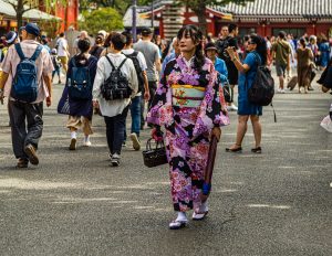 Kimono wearers in Tokyo, Taito, Japan