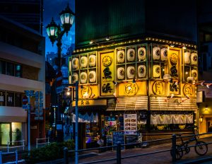Night street scene in Tokyo, Japan