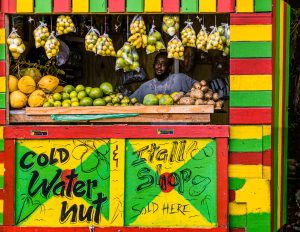 Kiosk selling Water Nuts in Moya, Grenada