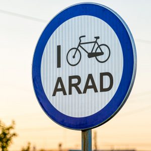 Bicycle sign in the Romanian city of Arad